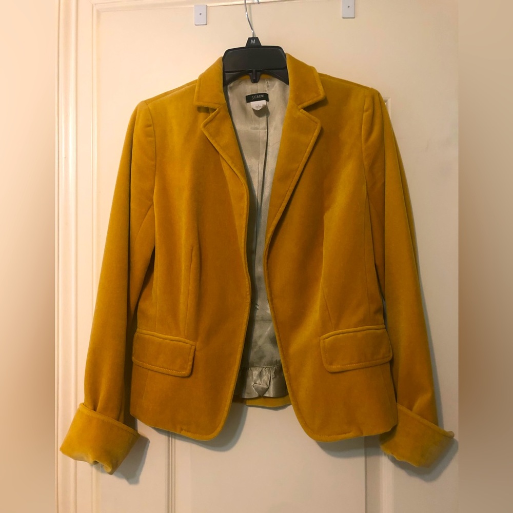 J. Crew yellow velvet dress blazer